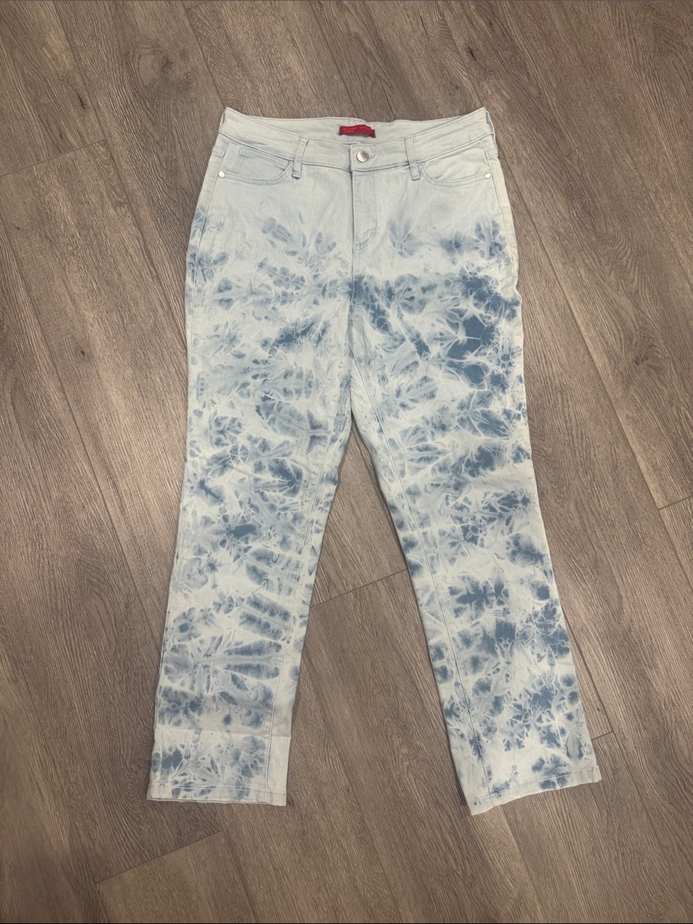 Jennifer Lopez sculpt misuse capri Light Blue Tie-Dye jeans Size 12 k2